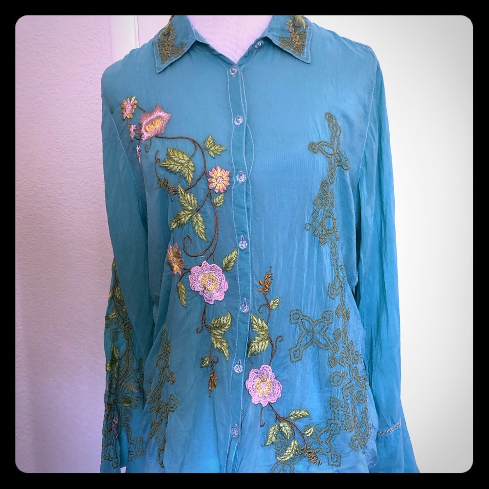 JOHNNY WAS EMBROIDERED BLOUSE - NEW WITH TAGS